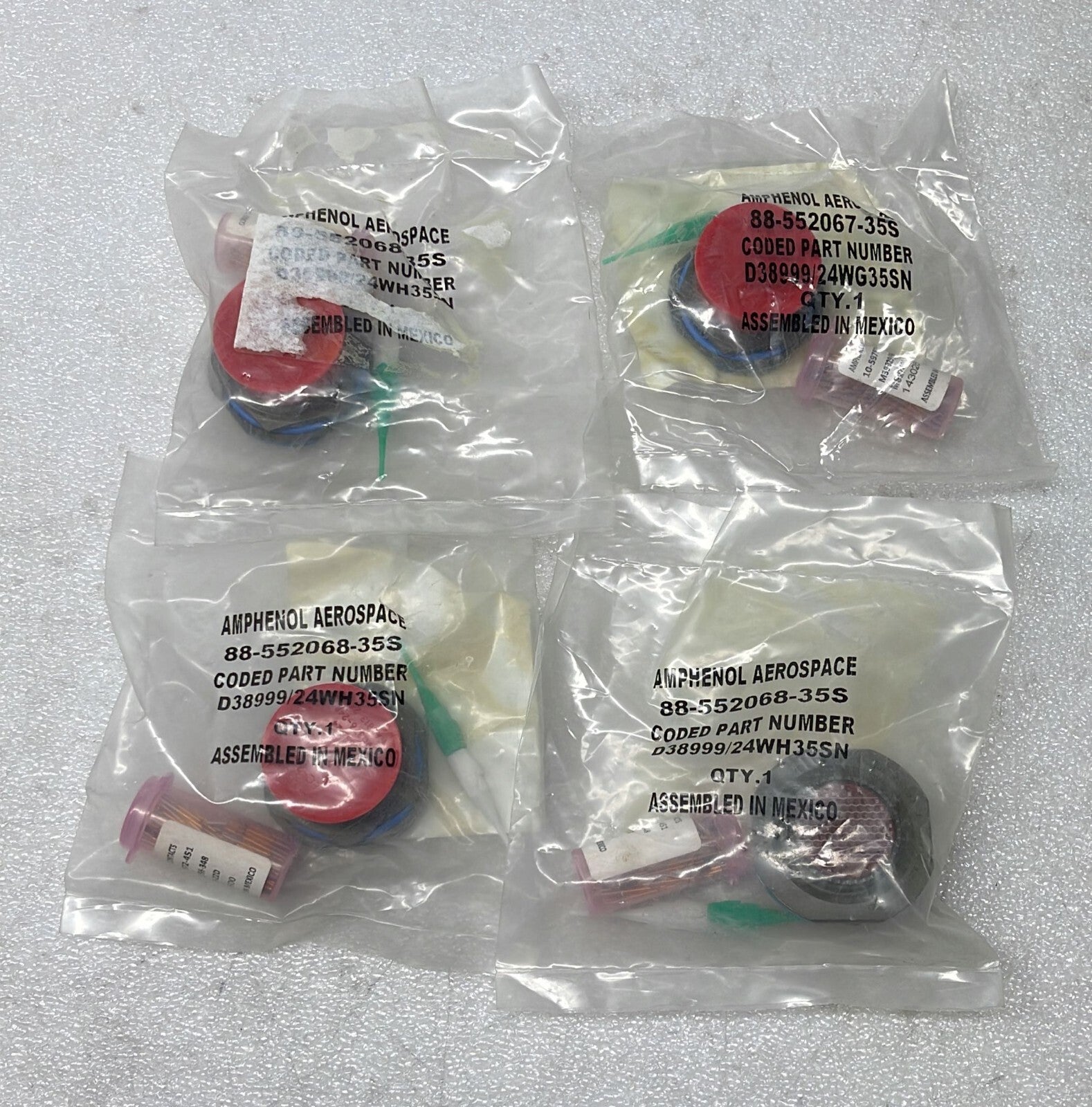 [LOT OF 4] NEW - AMPHENOL D38999/24WH35SN Circular MIL Spec Connector