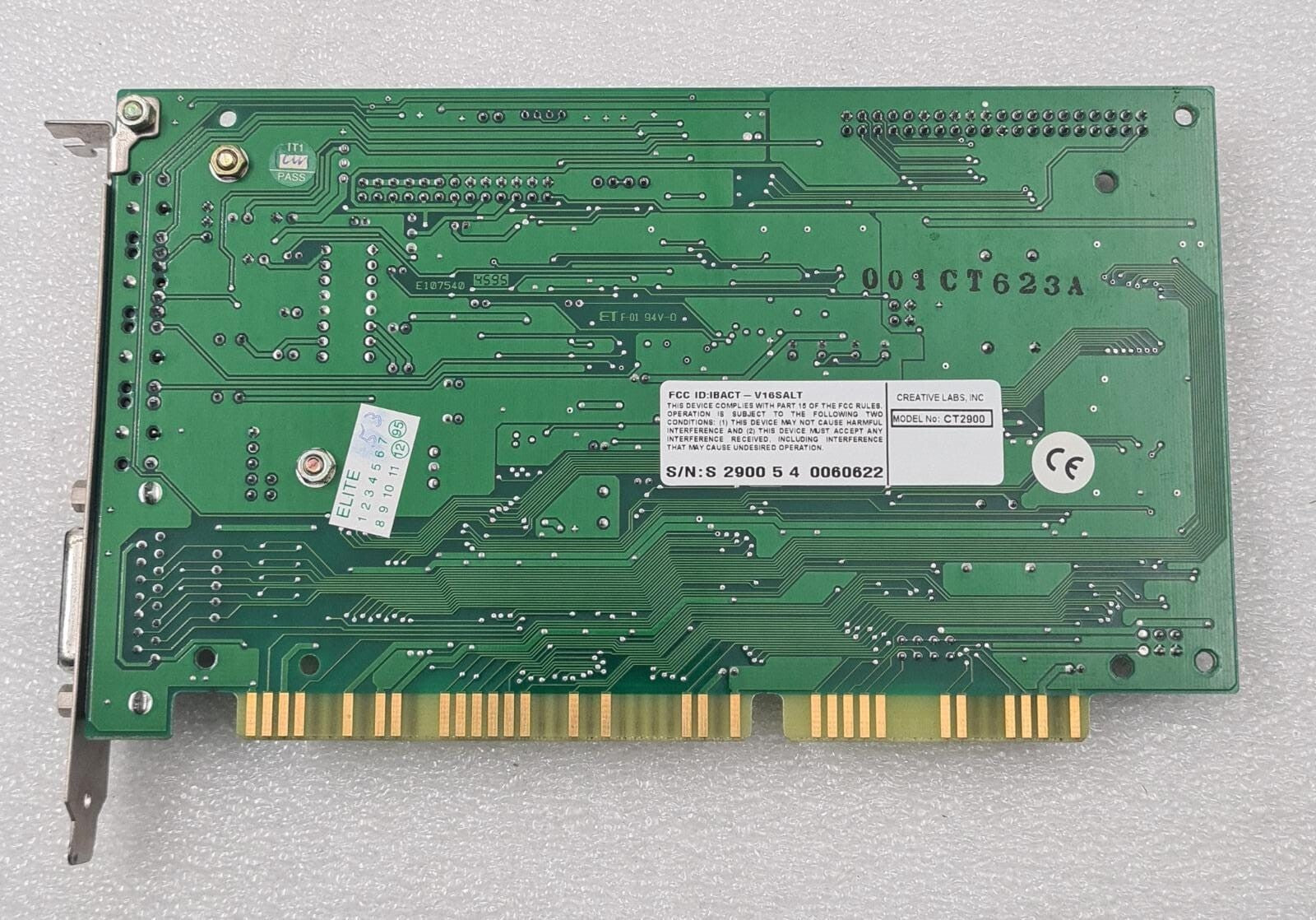 Creative Technology Labs CT2900 IBACT-V16SALT ISA Interface Sound Card Board