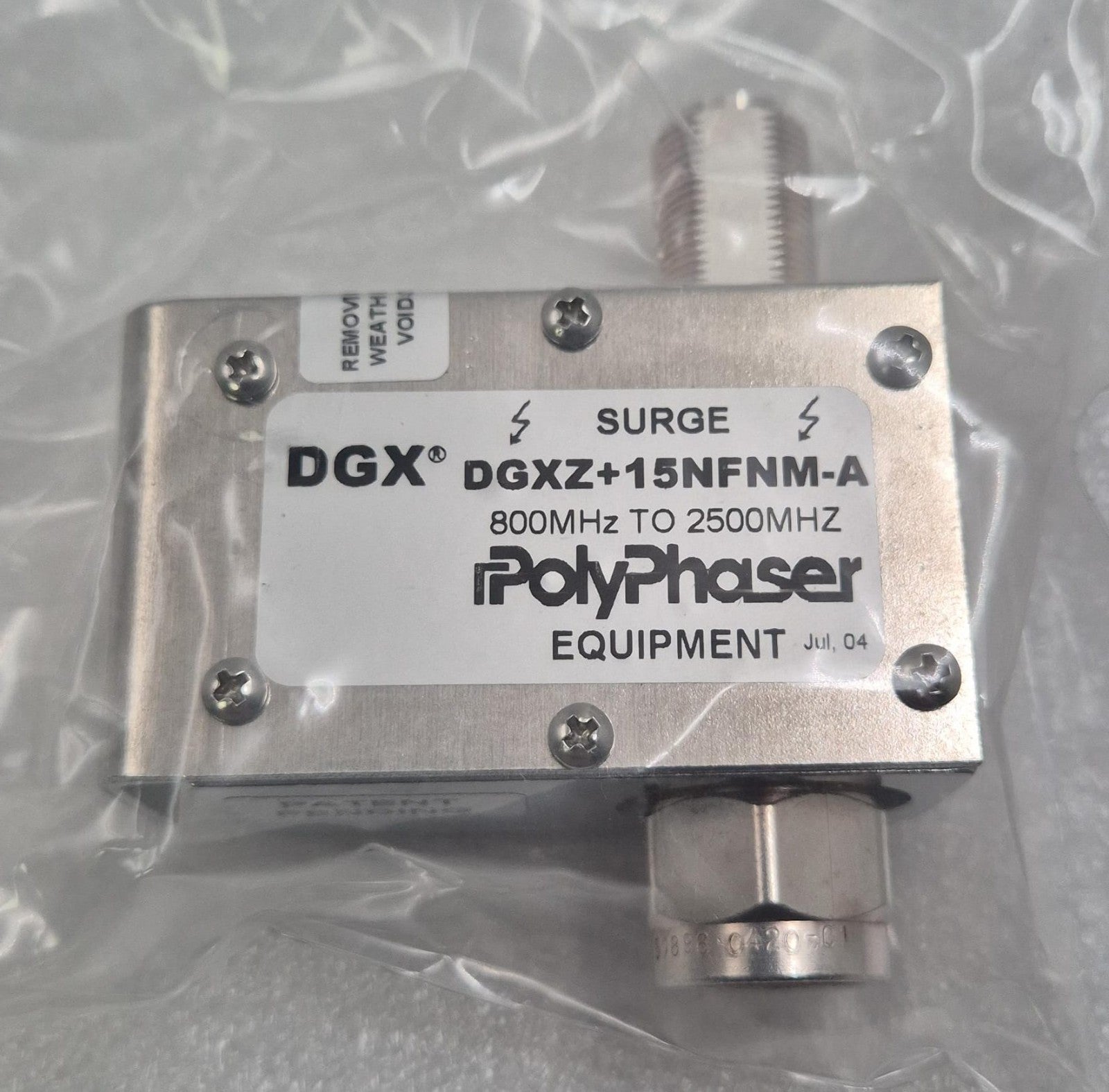 NEW - PolyPhaser DGXZ+15NFNM-A 800MHZ to 2500MHZ Surge Protector Coaxial