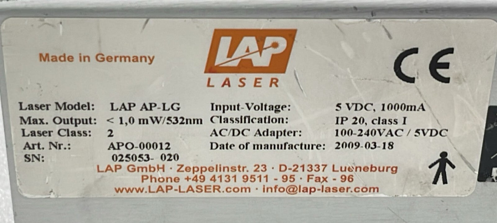 Lap Apollo Laser LAP AP-LG APO-00012 5VDC 1000mA  **AS IS