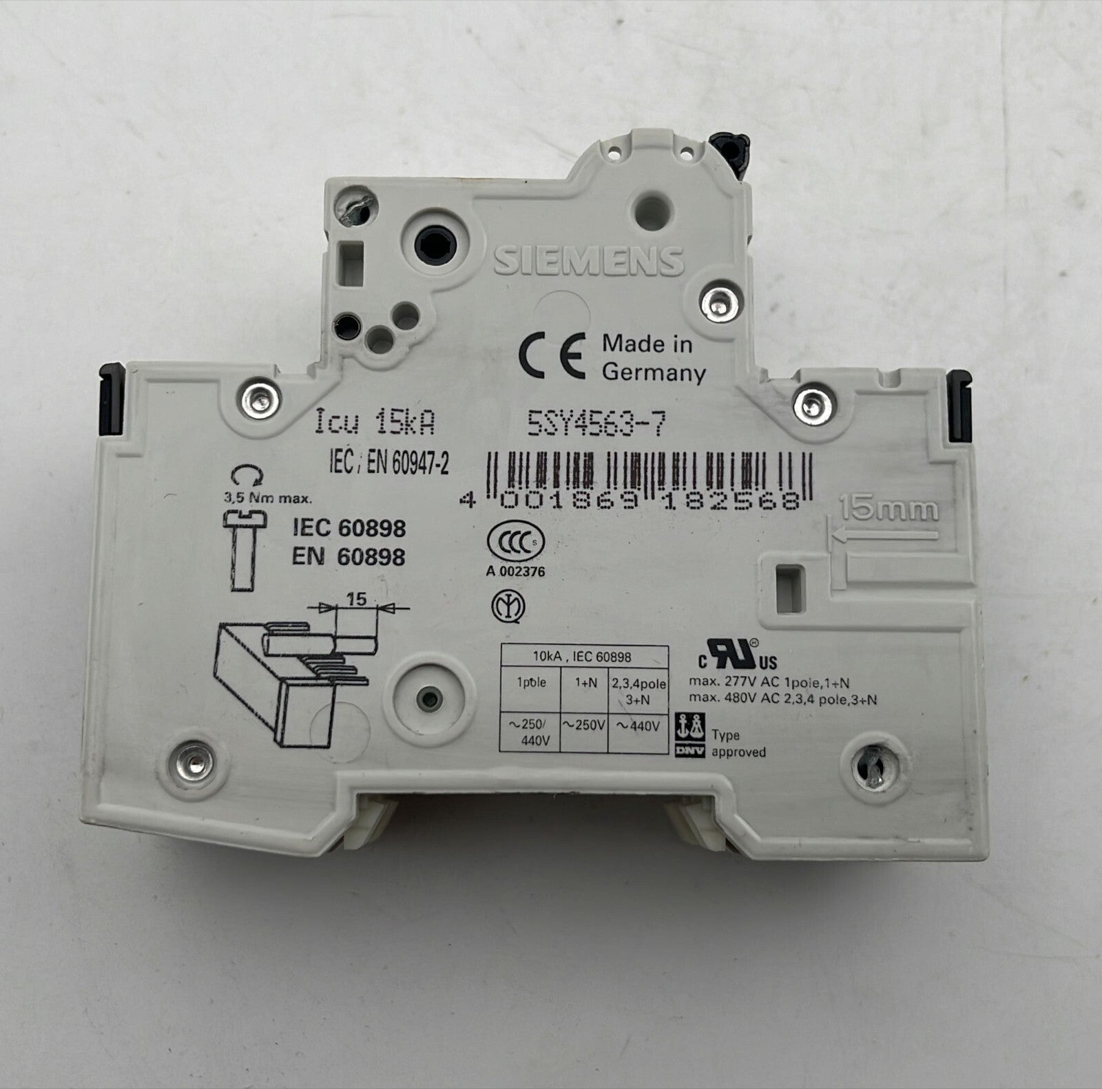 [LOT OF 2] Siemens 5SY4 563-7 Miniature circuit breaker C 63 1+N 230V