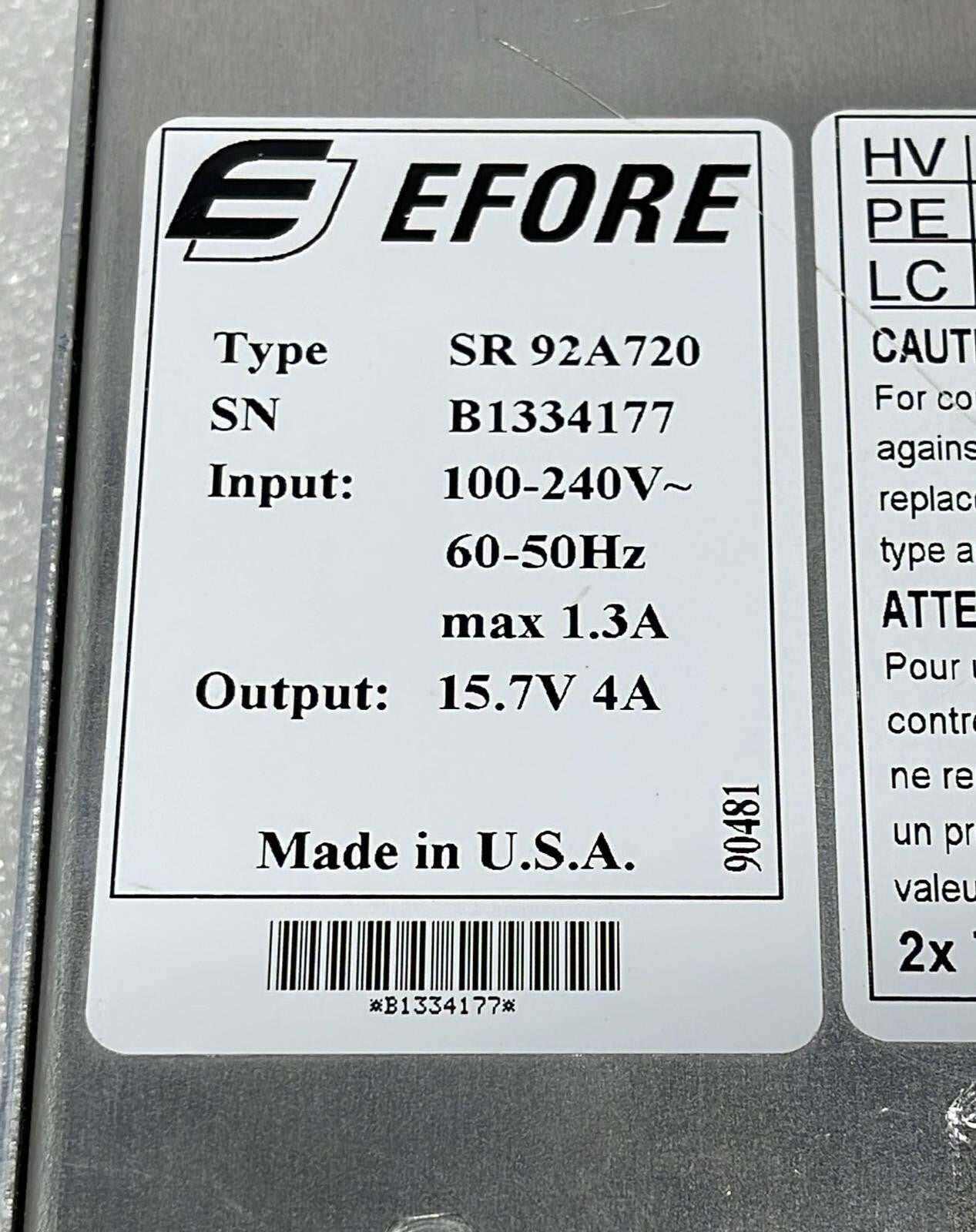 Cardiocap Efore SR92A720 Power Supply