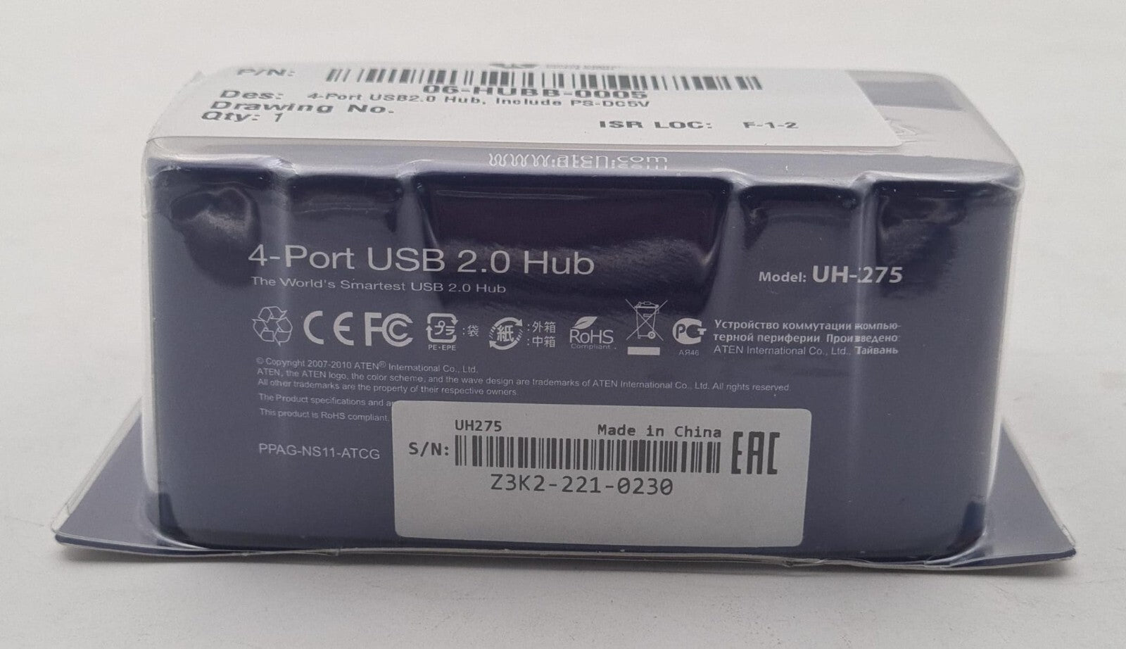 NEW - ATEN UH-275 4-Port USB 2.0 Hub + Power Adapter DC 5V