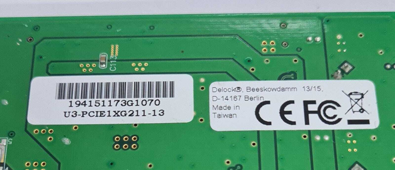 DELOCK U3-PCIE1XG211- 13 Rev: 1.1 PCB-00467-01 4-Port USB to PCIE Card