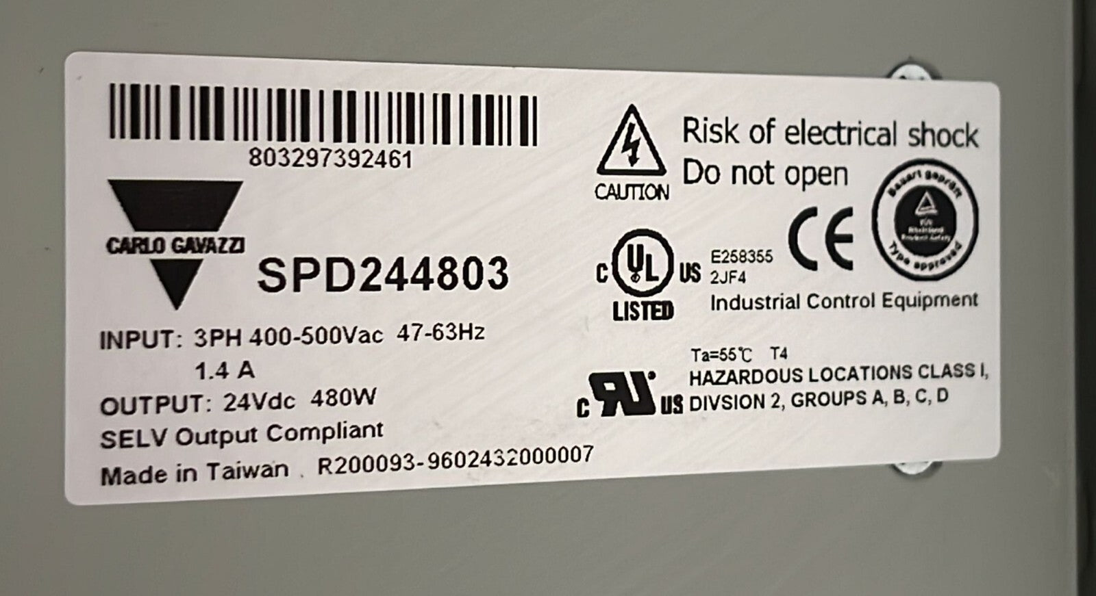 Carlo Gavazzi SPD244803 AC/DC Converter 400-500V 1.4A 47-63Hz