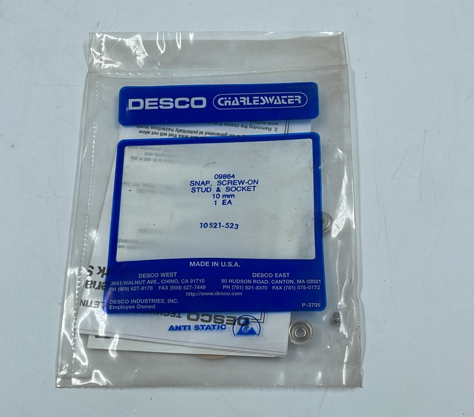 [LOT OF 20] NEW - CHARLESWATER DESCO 09864 KIT Snap Screw-on Stud & Socket 10MM