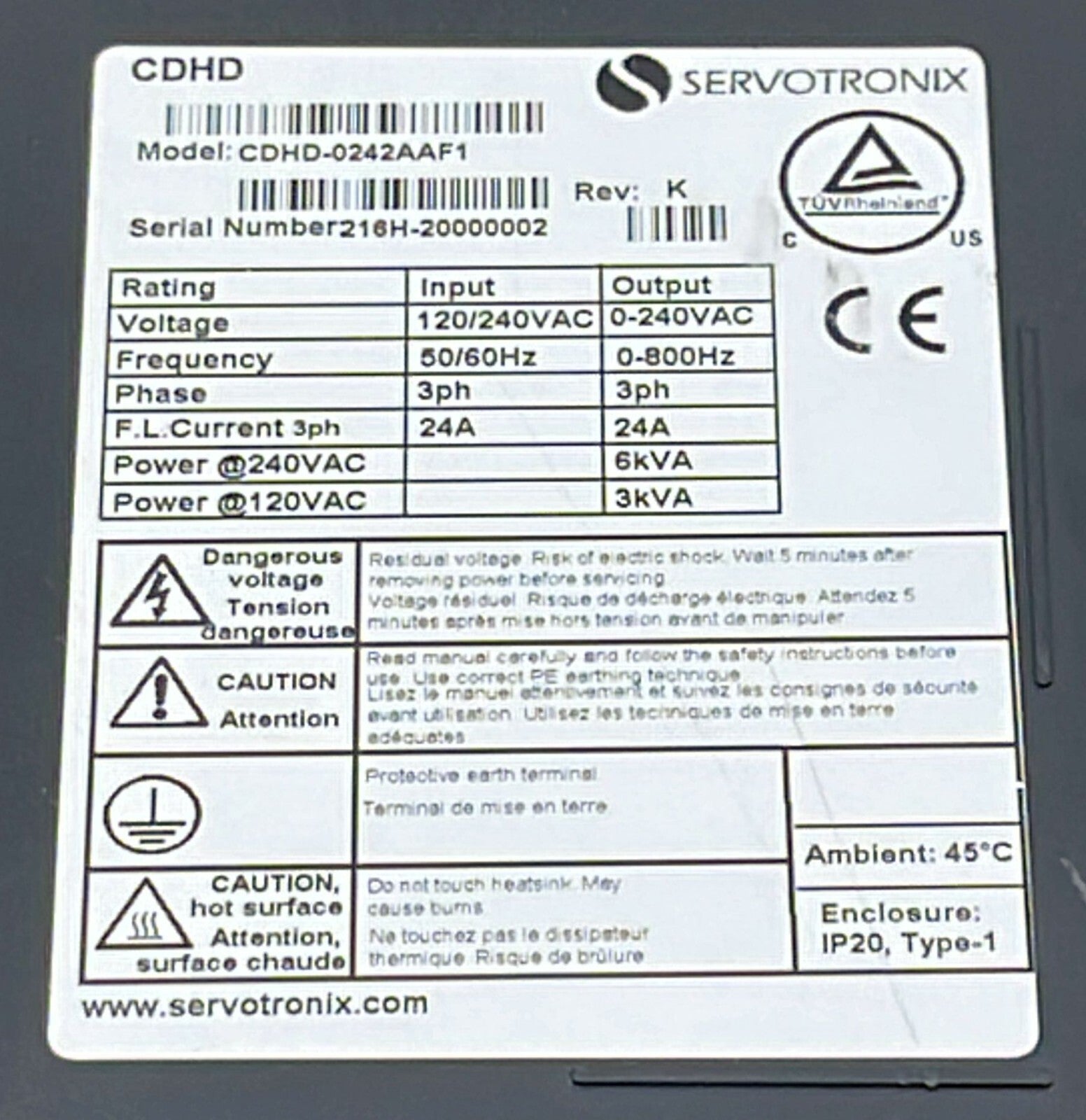 Servotronix CDHD Servo Drive CDHD-0242AAF1