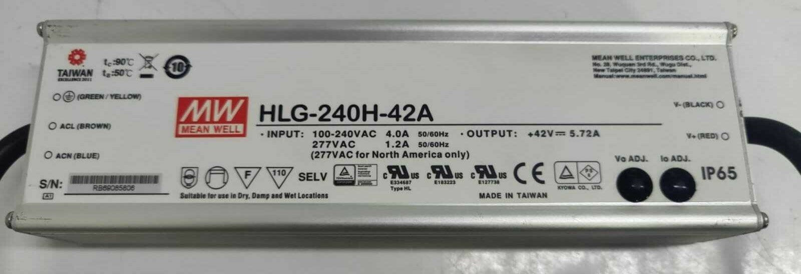 Mean Well HLG-240H-42A 240W 42V Single Output Power Supply Driver