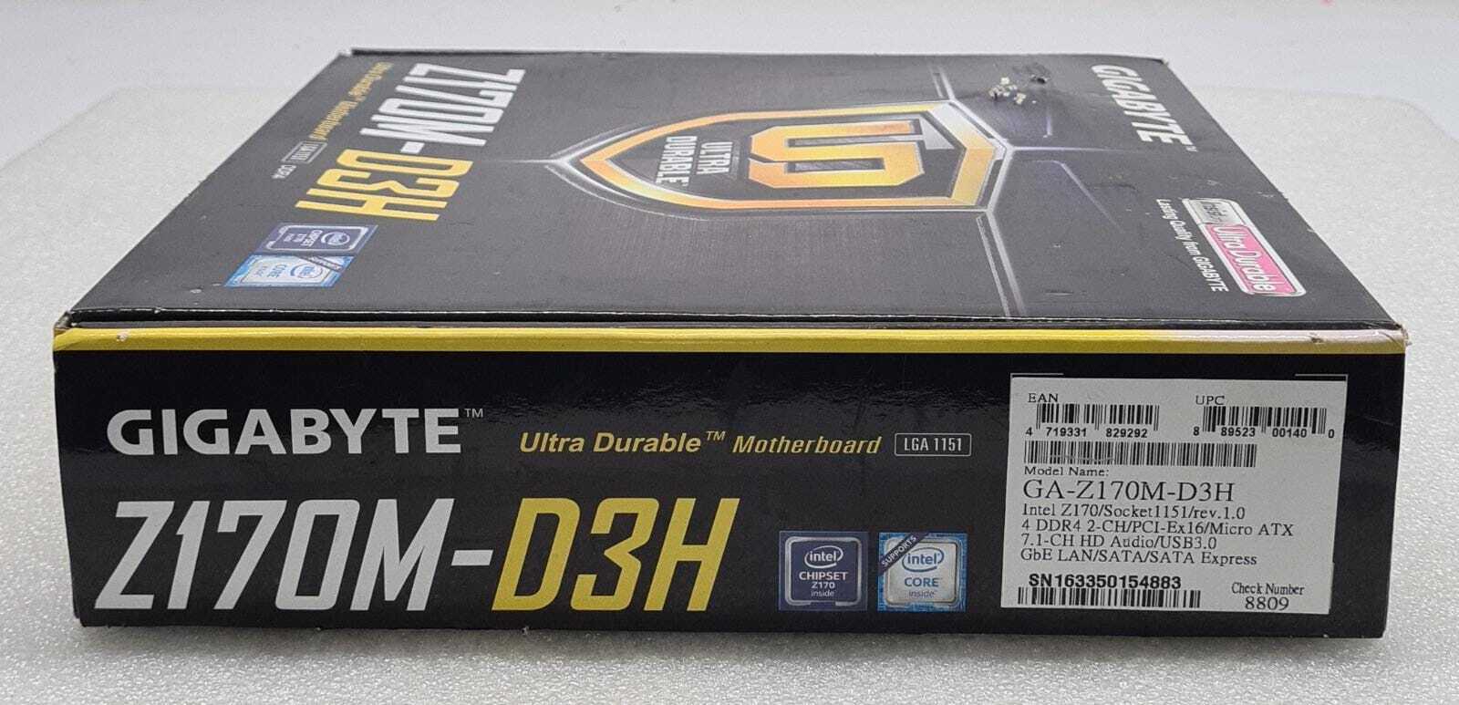 GIGABYTE GA-Z170M-D3H LGA1151 DDR4 Motherboard W/ BOX & I/O Shield - FOR PARTS