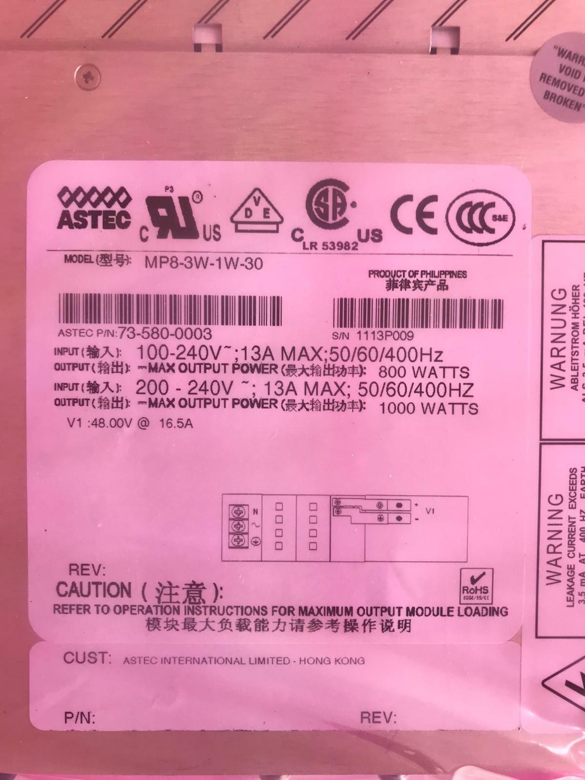 *NEW* ASTEC MVP SERIES MP8-3W-1W-30 73-580-0003 Power Supply PSU 1000W