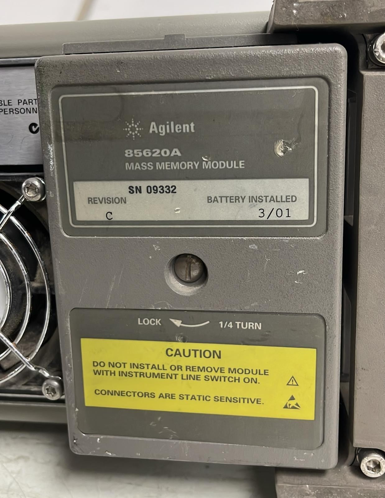 Agilent 8563EC spectrum analyzer rear module and identification label