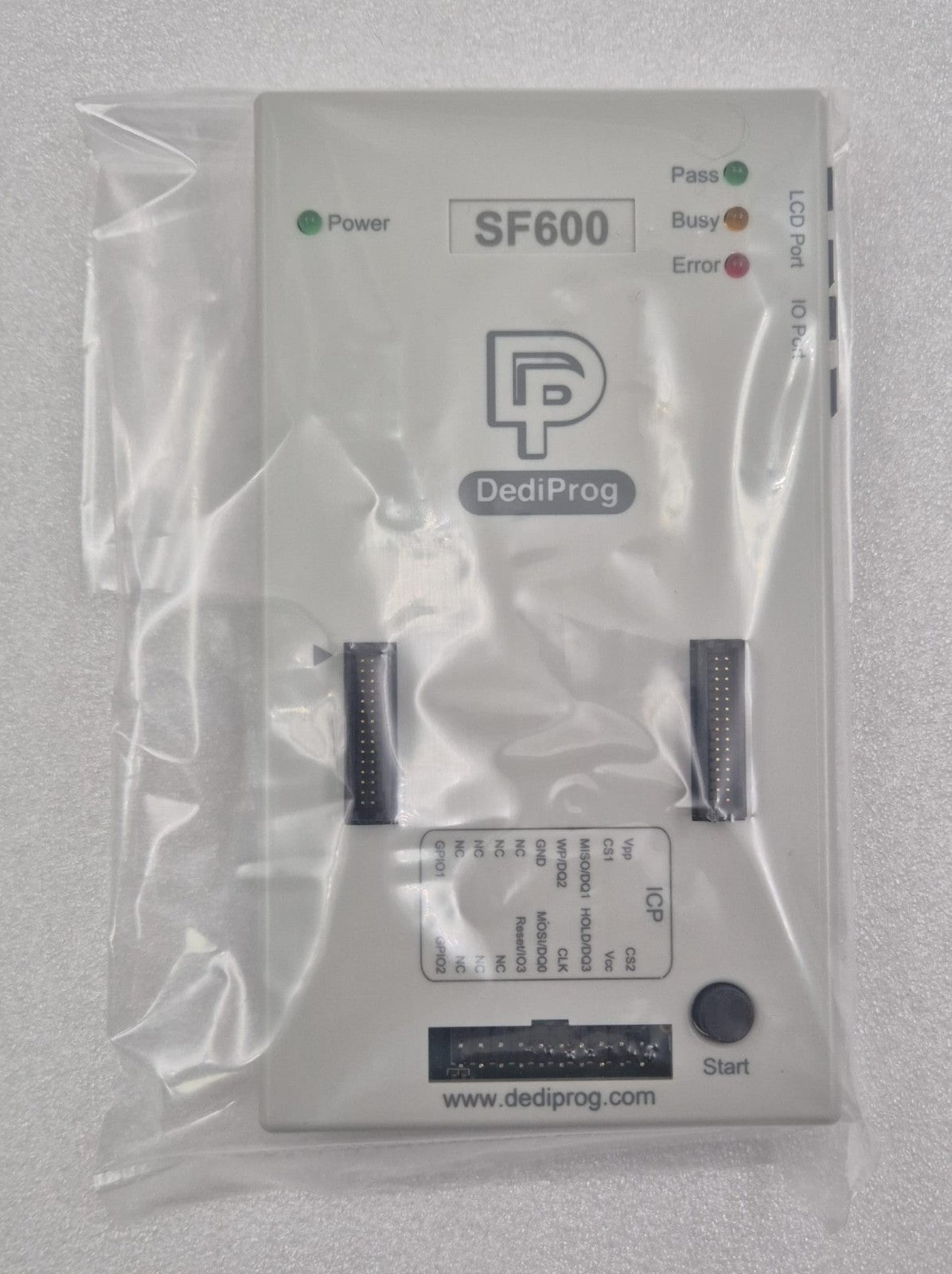 DediProg SF600 programmer front view with connectors