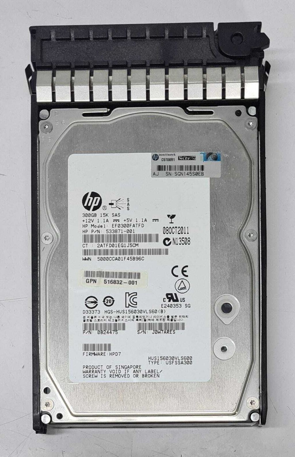 HP 300GB 15K SAS 533871-001 516832-001 6G DP 517350-001 Memory EF0300FATFD