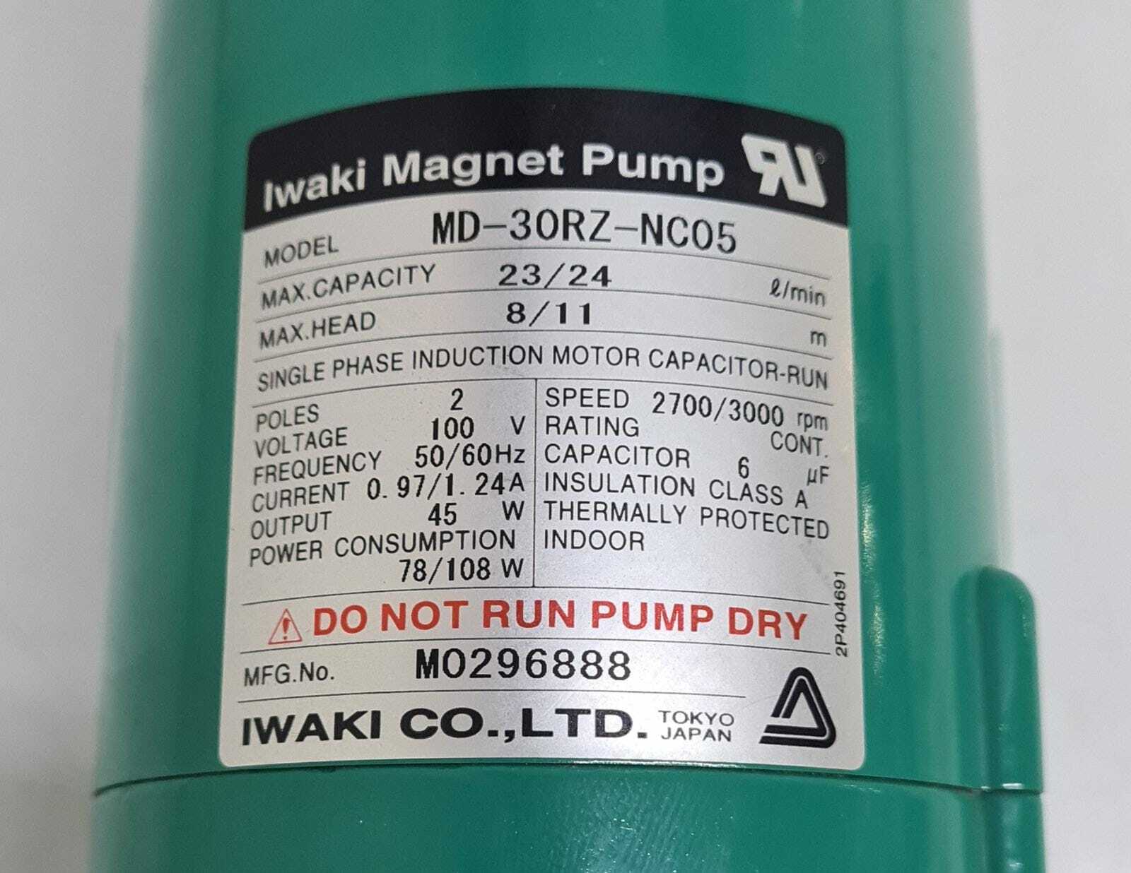 Iwaki Magnet Pump MD-30RZ-NC05 23/24 l/m 100V - Turquoise Color