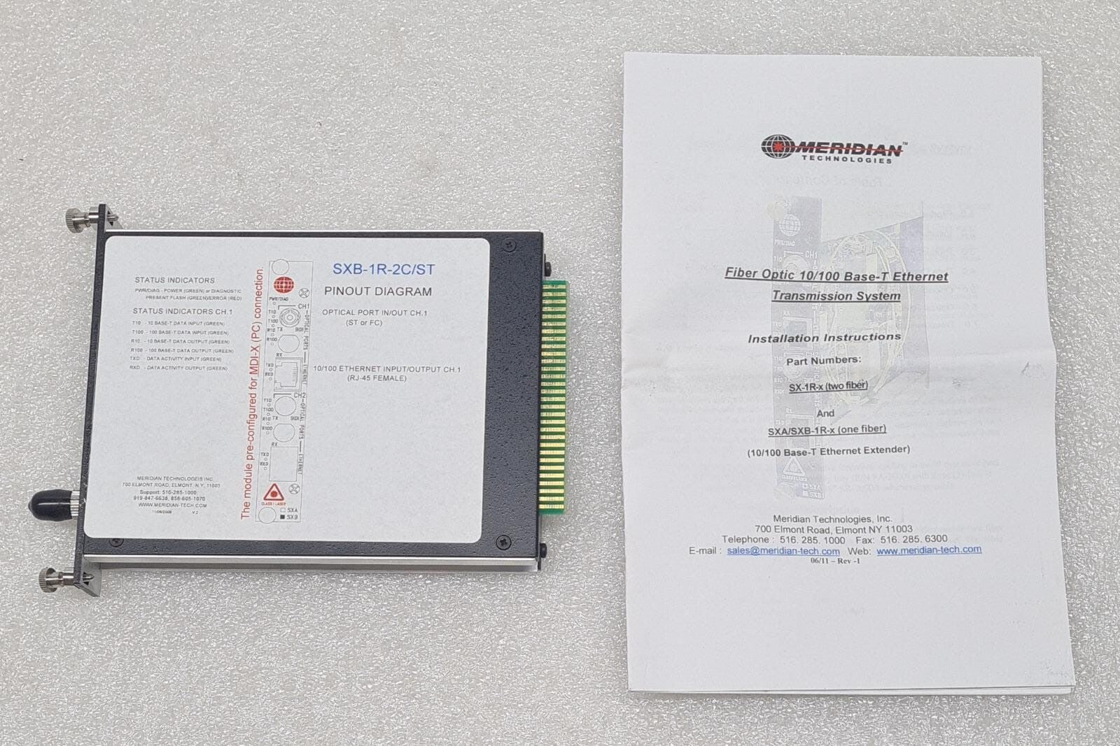 Meridian Technologies SXB-1R-2C/ST Fiber-Optic Transmission