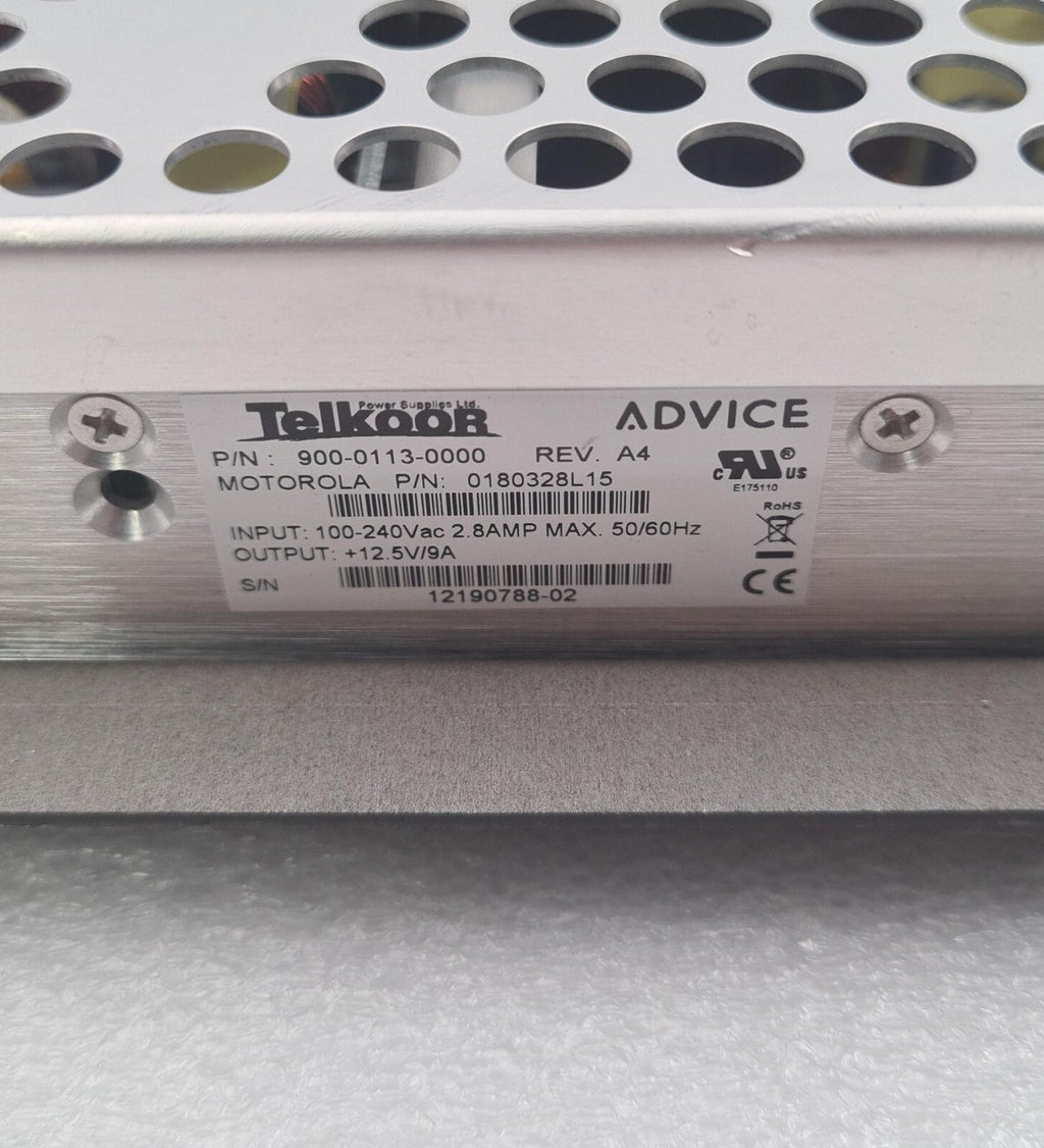 Telkoor 900-0113-0000 Power Supply Motorola 0180328L15 240 Vac 2.8A **NO PANEL**