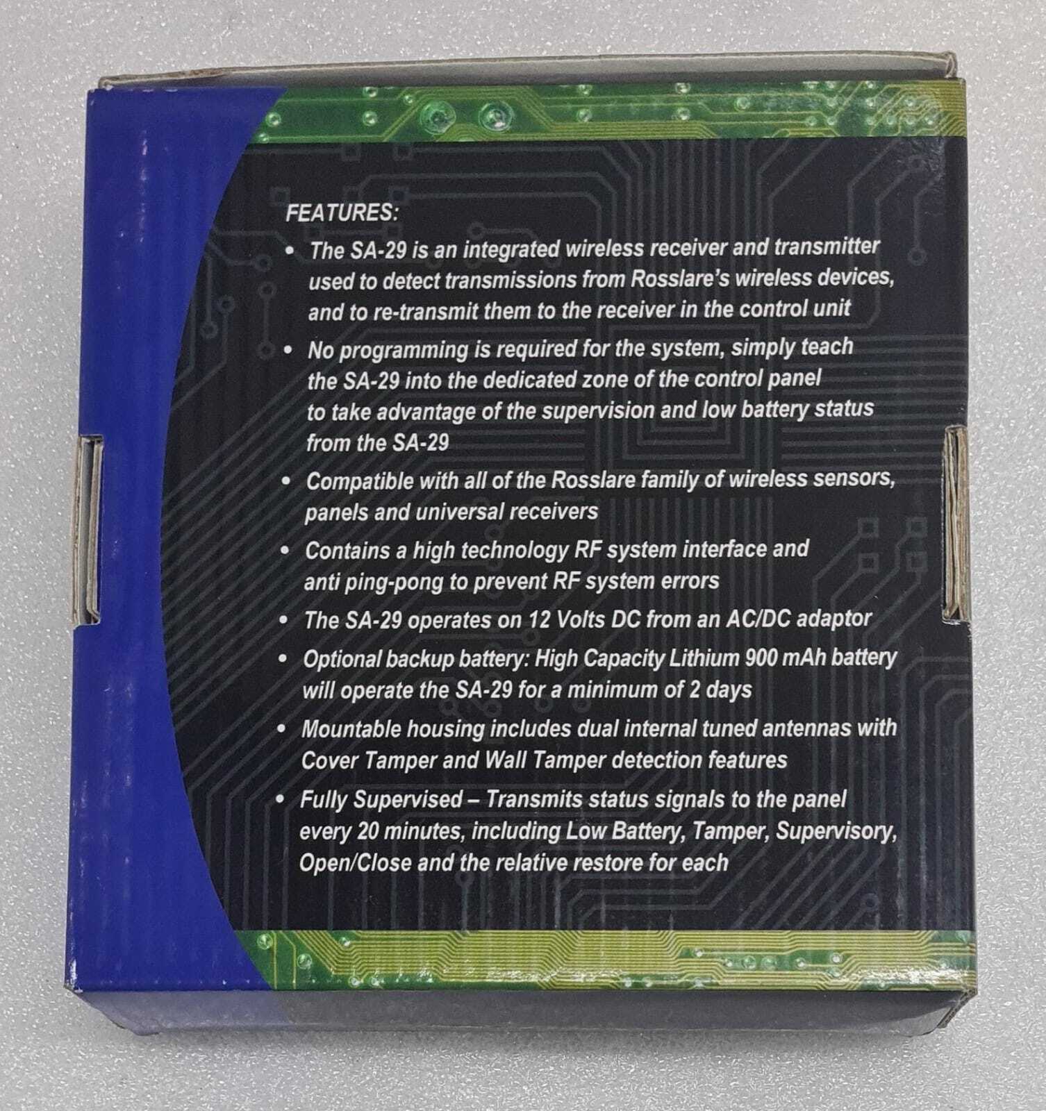 ROSSLARE SECURITY SA-29E 868.35MHz Supervised Wireless Repeater SA-29