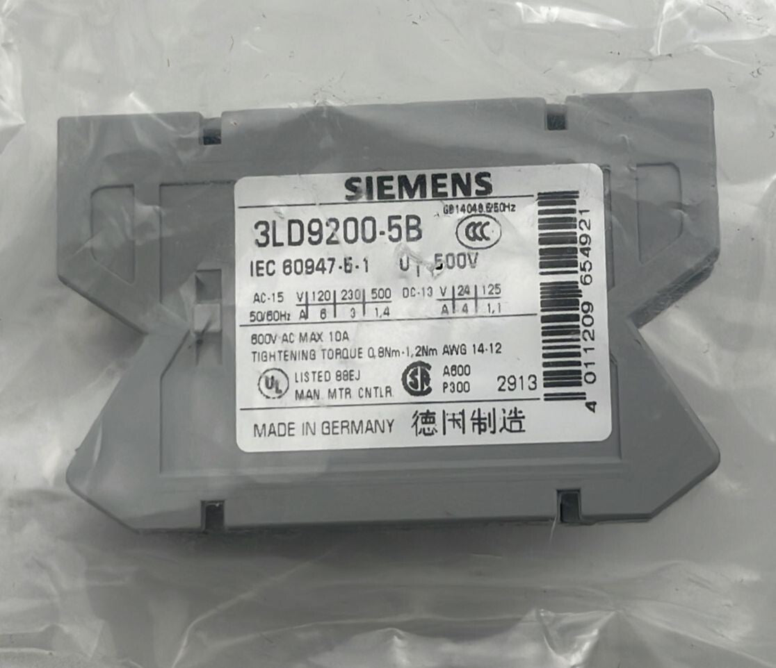 [LOT OF 4] Siemens 3LD9200-5B Auxiliary switch 1NO + 1NC 600V