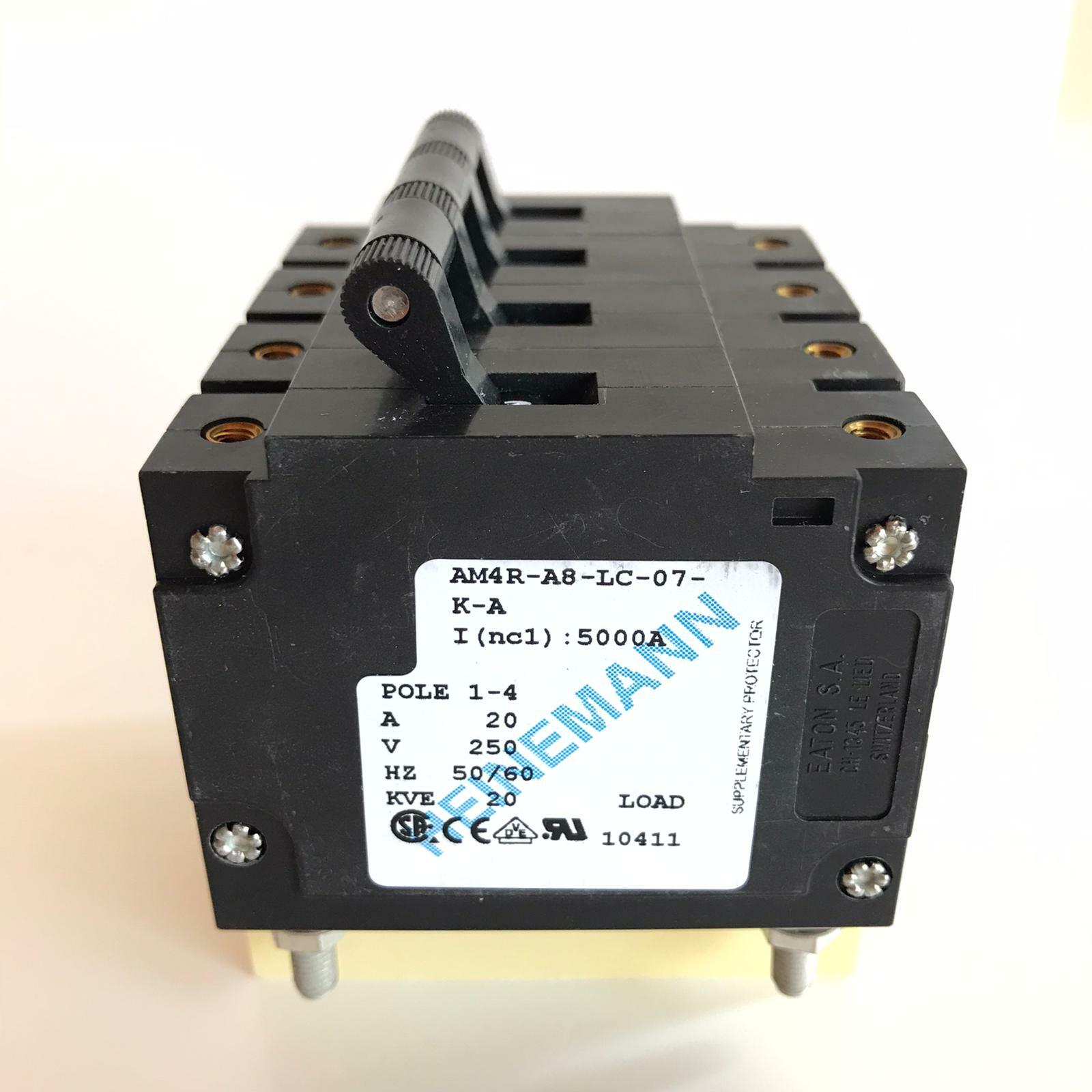 1X HEINEMANN AM4R-A8-LC-07-K-A 20A 250V 50/60Hz 20KvA CIRCUIT BREAKER