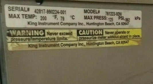 King Instrument 761223-92W Glass Tube Flowmeter 7610 Series