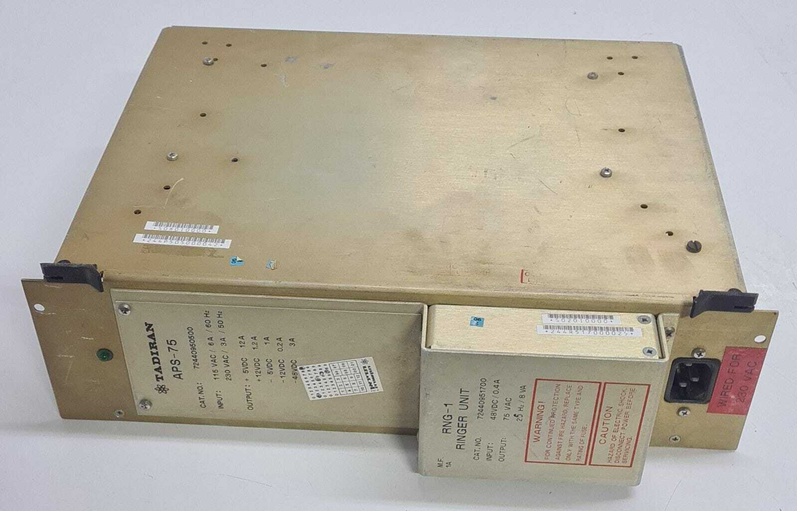 TADIRAN APS-75 Power Supply 72440950500 W/ RNG-1 Ringer Unit 72440951700