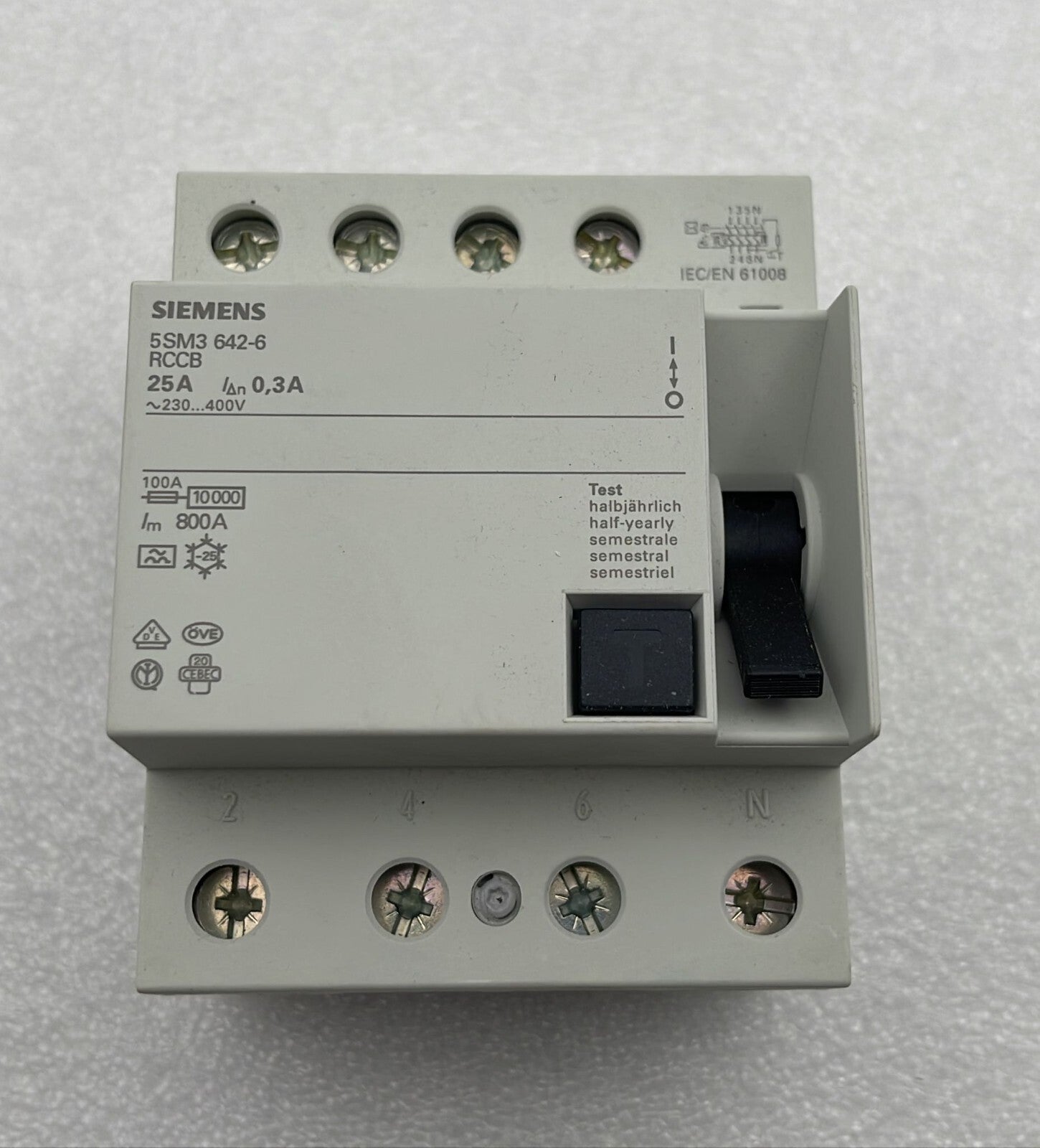 NEW** Siemens 5SM3 642-6 RCCB Circuit breaker 24A 4-Pol 300mA 400V
