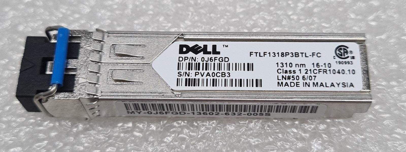NEW - DELL TRANSCEIVER MY-0J6FGD-13602-632-005S 1310nm GP-SFP2-1Y SFP+