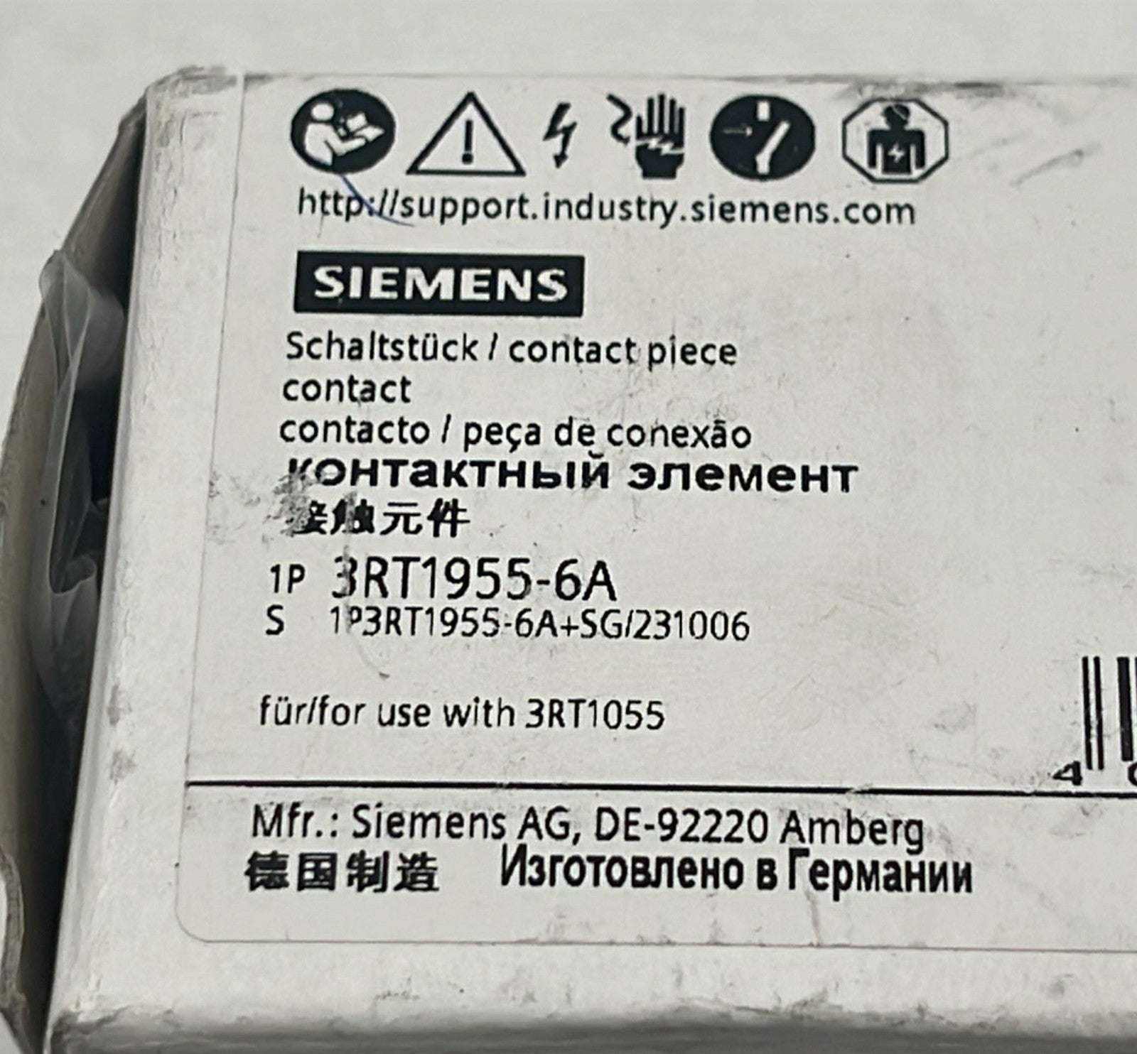 Siemens 3RT1955-6A product label close-up