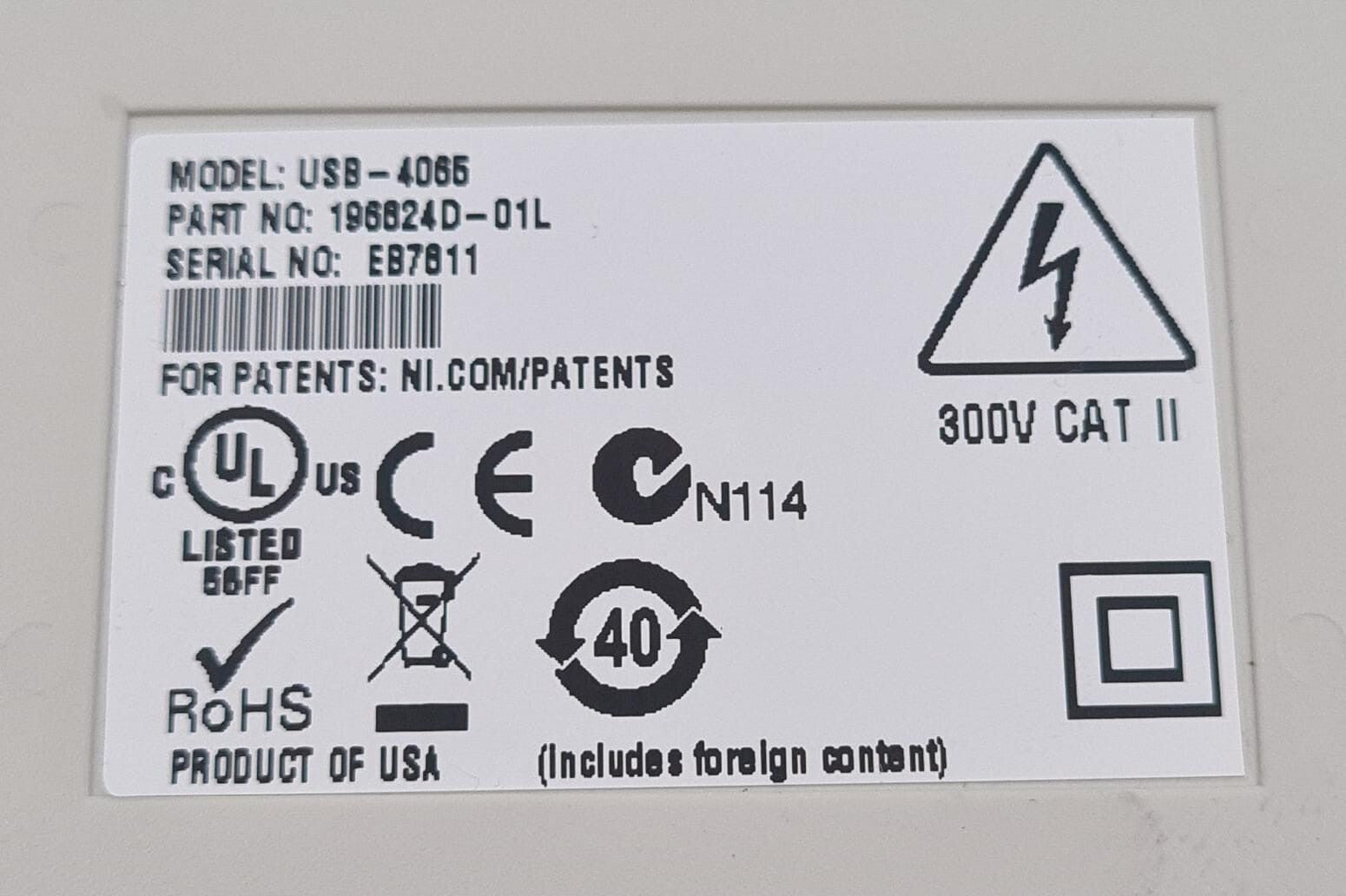 National Instruments NI USB-4065 196824D-01L digital multimeter module