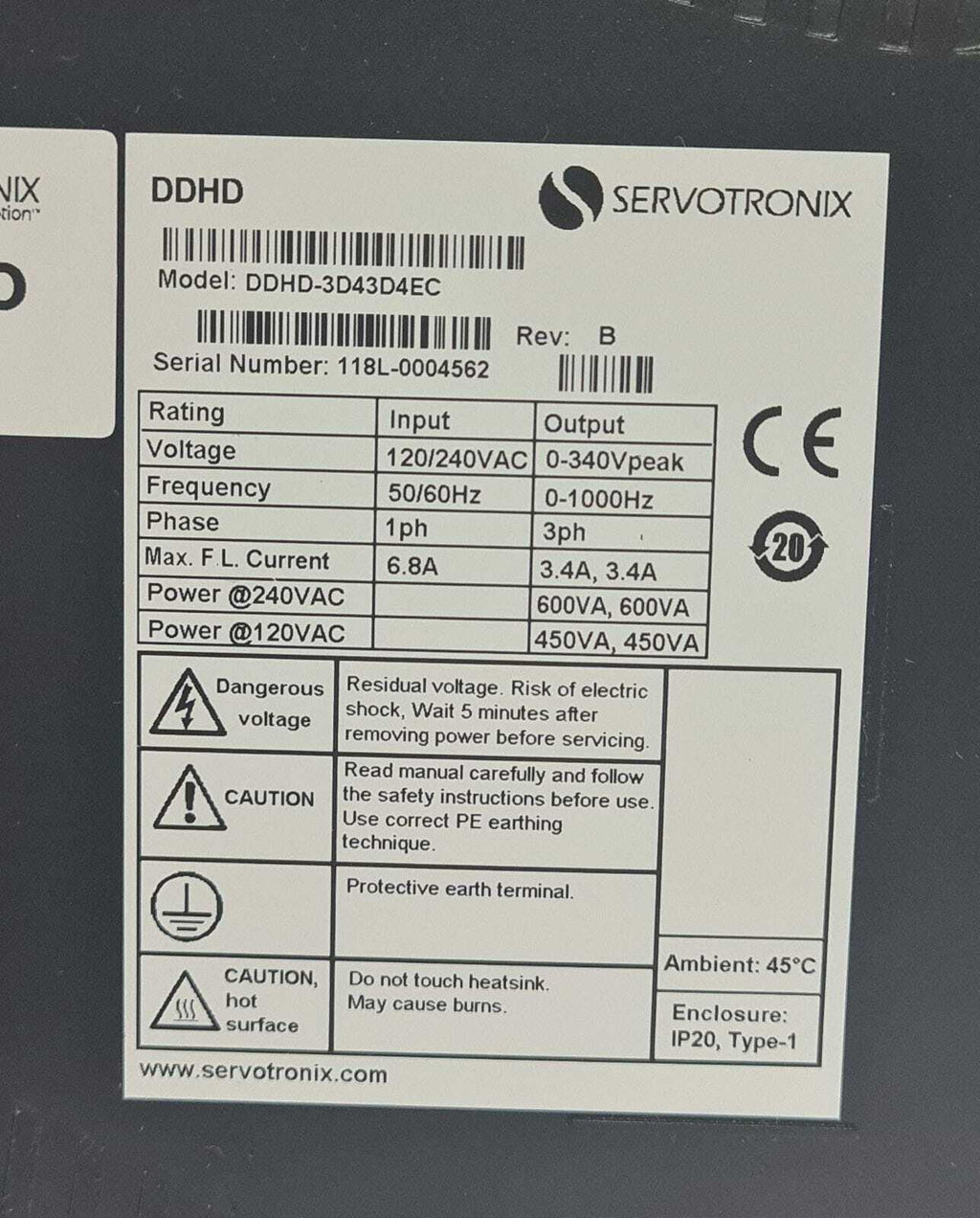 Servotronix DDHD Servo Drive DDHD-3D43D4EC rev. B