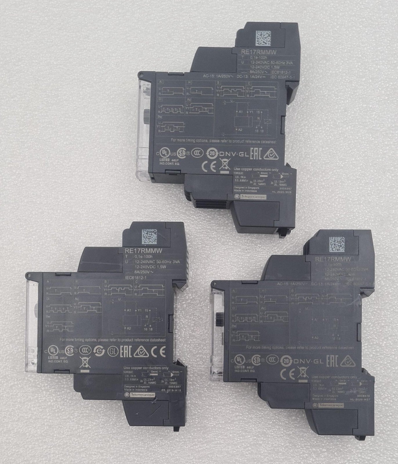[LOT OF 3] Schneider Telemecanique RE17RMMW Multifonctions Timer Relay