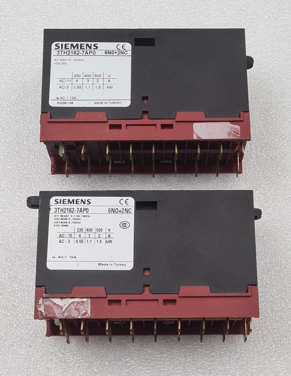 [LOT 3] SIEMENS 3TH2162-7AP0 62E 3TH21 6NO+2NC Control Relay 4A 230V 18-pins