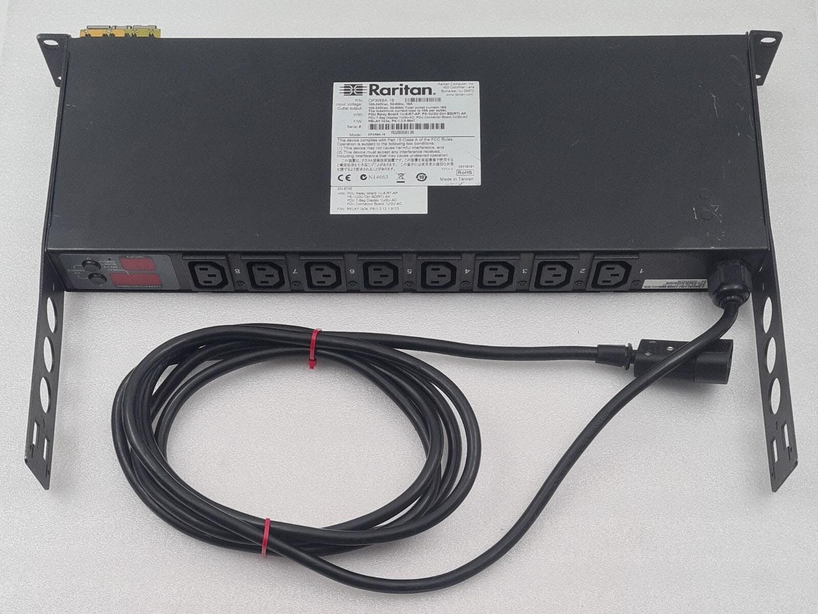 Raritan DPXR8A-16 rear label and specification sticker