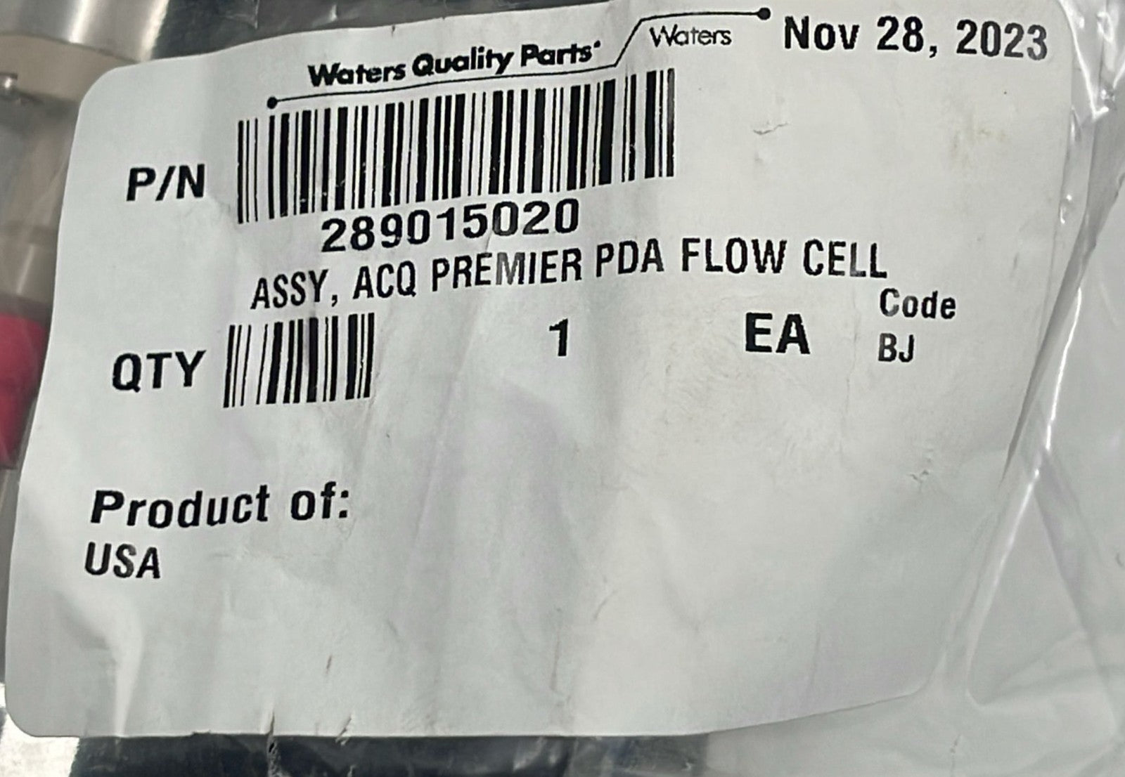 Waters 289015020 product label close-up