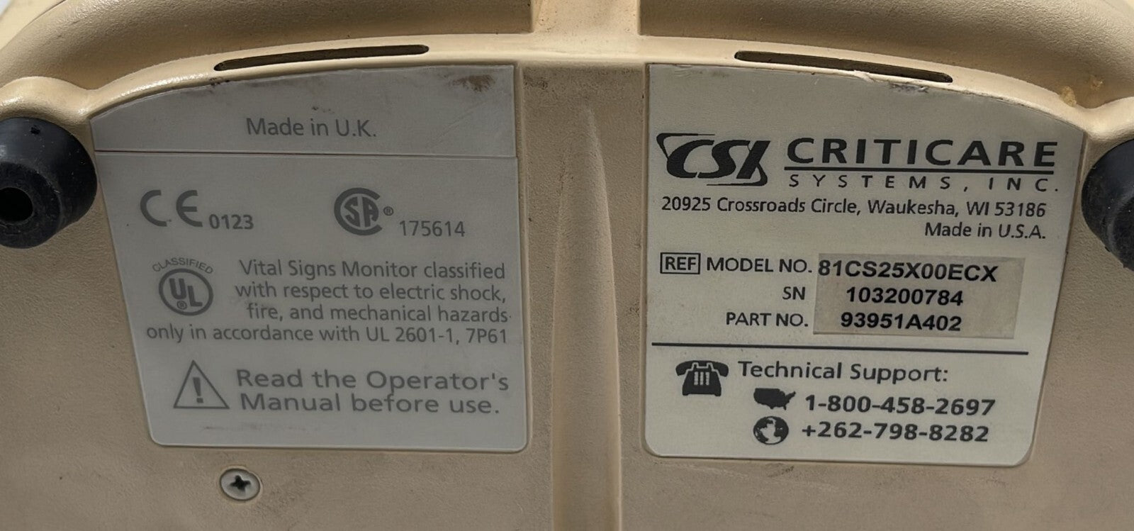 CSI Criticare Systems CSI8100 Monitor **AS IS