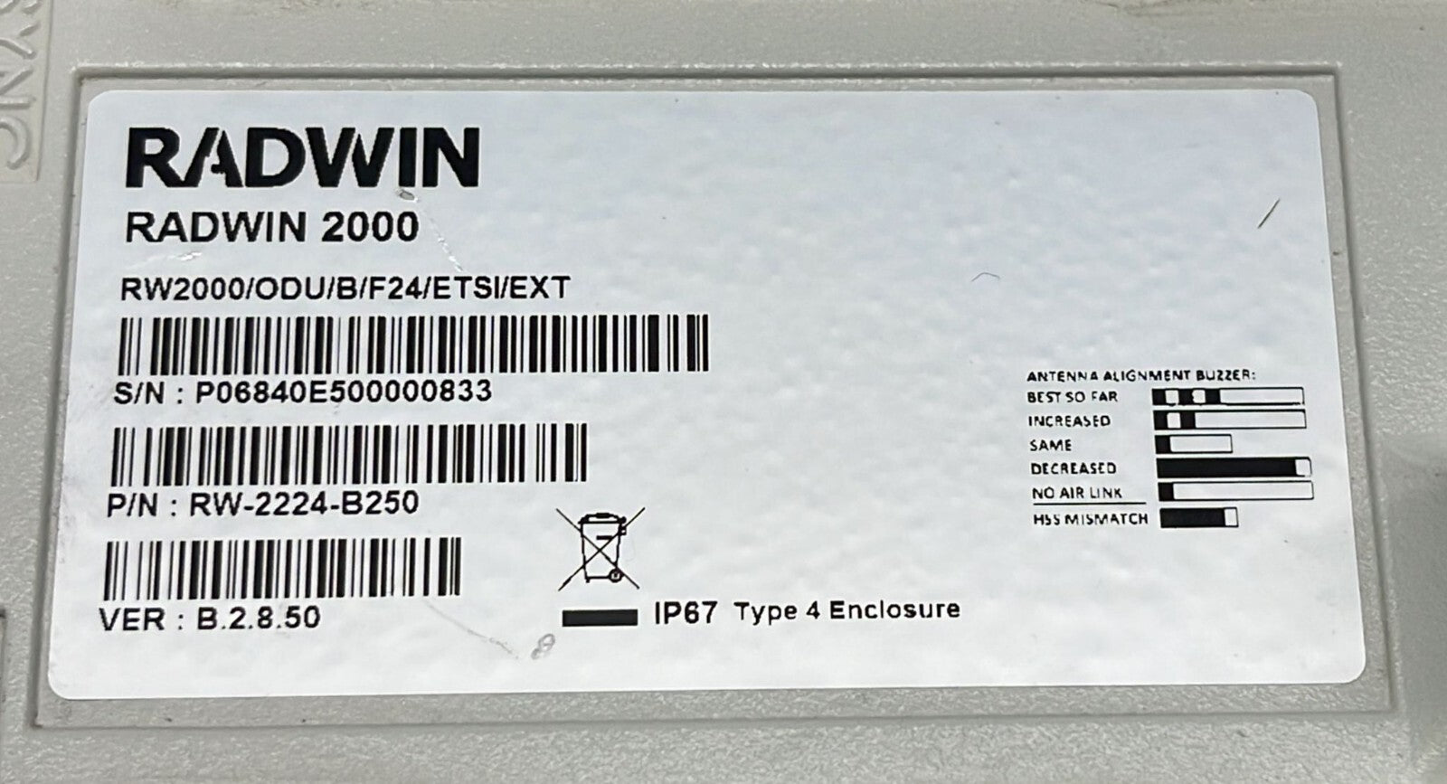 Radwin 2000 RW-2224-B250 RW2000/ODU/B/F24/ETSI/EXT