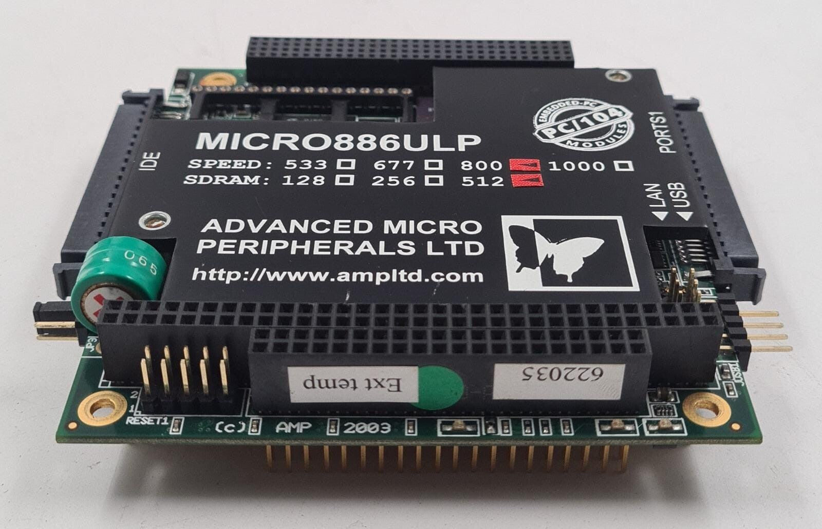 AMP MICRO886ULP ULTRA LOW POWER PC/104 Ethernet Communication Board