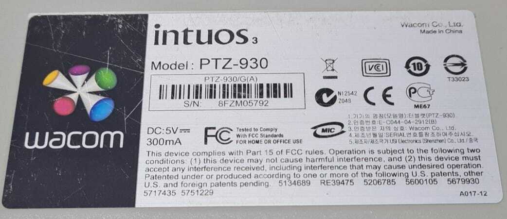[LOT OF 4] Wacom Intuos3 PTZ-930 USB connection, Tablet 9x12 **NO Pen **NO Mouse