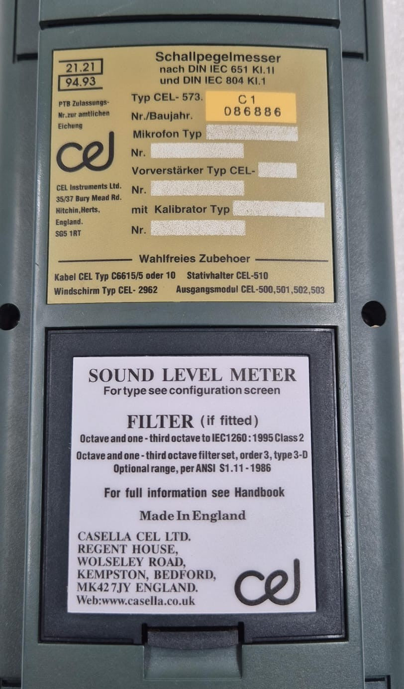 CEL Instruments CEL-593 Sound Level Analyzer W/ CEL-527 PREAMPLIFIER Microphone