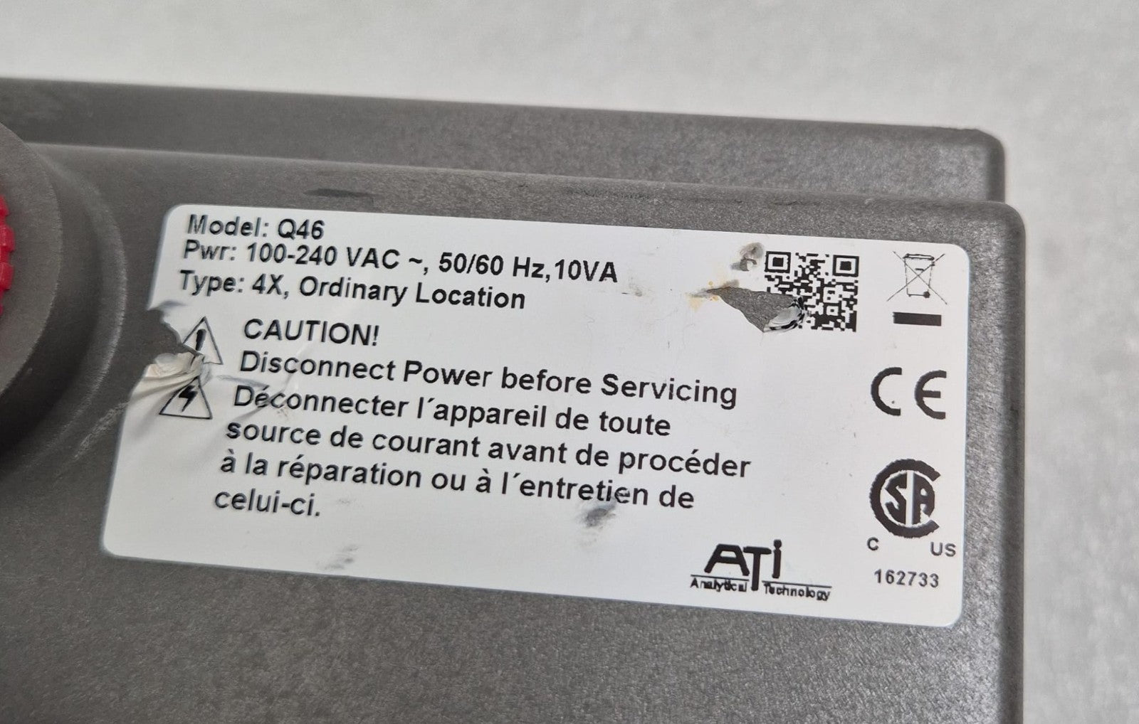 ATi Q46 DISSOLVED OZONE MONITOR 100-240VAC 50/60 Hz 10VA **AS-IS**