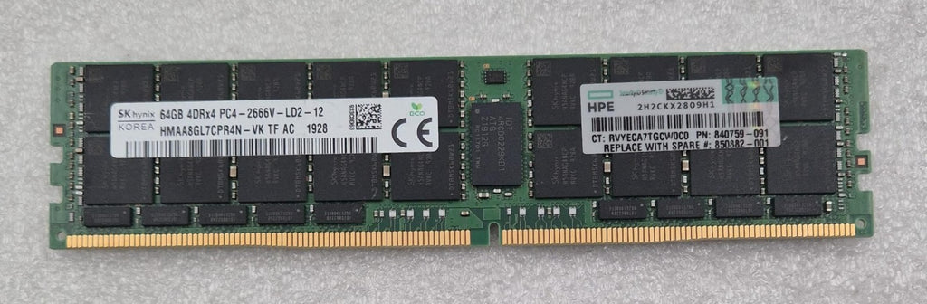 SK Hynix 64GB 4DRx4 PC4-2666V HMAA8GL7CPR4N-VK Server Memory RAM HPE 840759-091