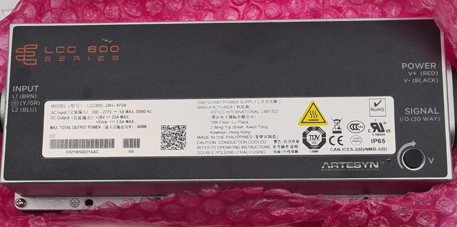 ASTEC Artesyn LCC 600 SERIES LCC600-28H-4P24 Switching Power Supply 28V 600W