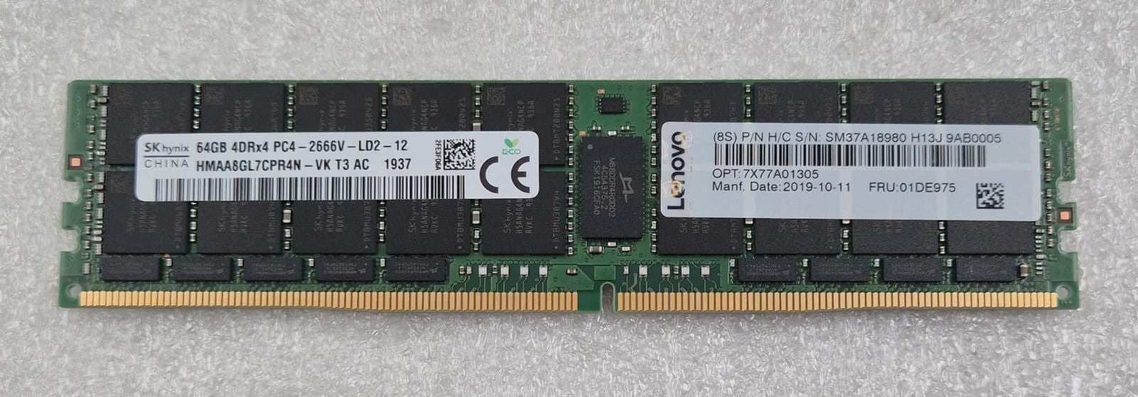 SK Hynix 64GB 4DRx4 PC4-2666V HMAA8GL7CPR4N-VK Server Memory RAM LENOVO 01DE975
