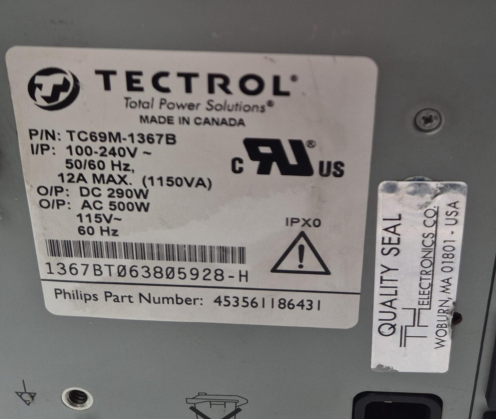 TECTROL TC69M-1367B POWER SUPPLY Module for Philips Ultrasound 453561186431