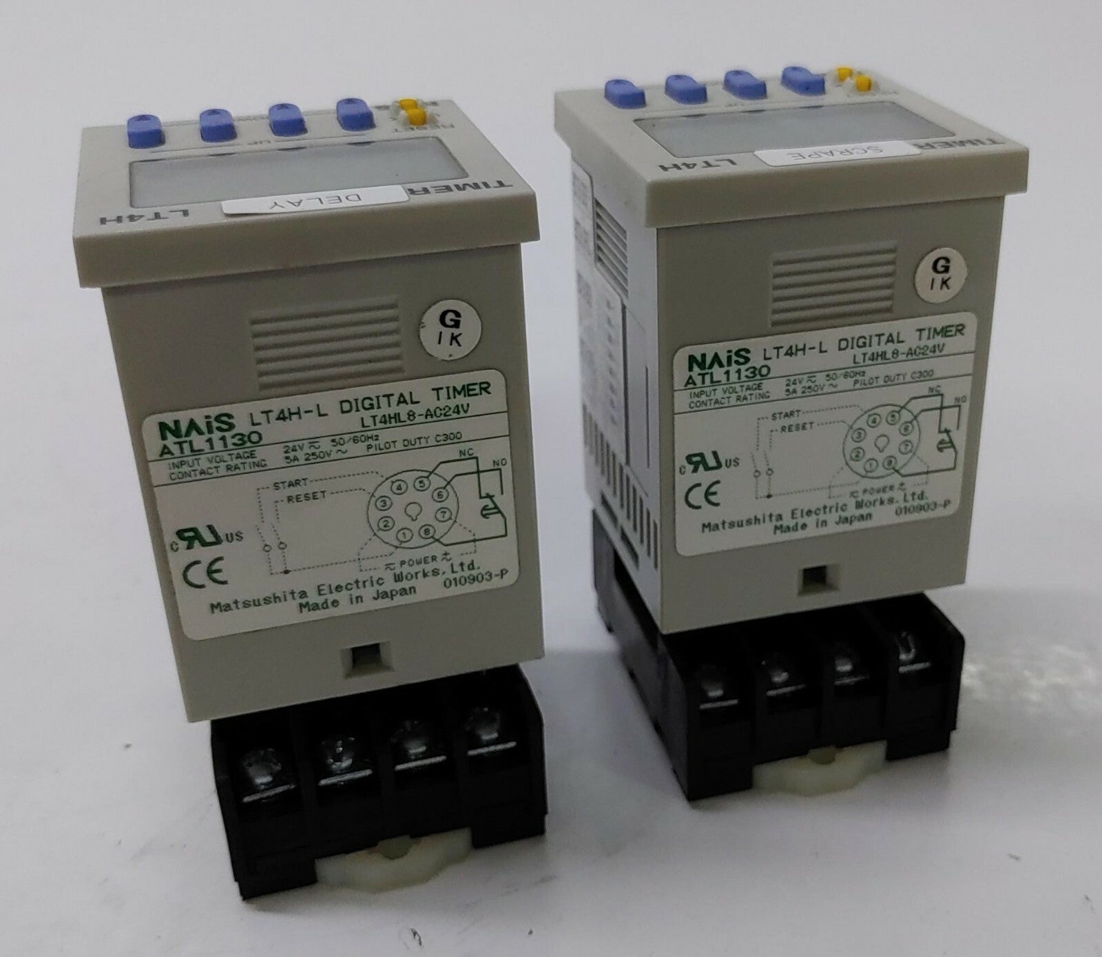 [LOT OF 2] NAIS LT4H-L DIGITAL TIMER ATL1130 LT4HL8-AC24V