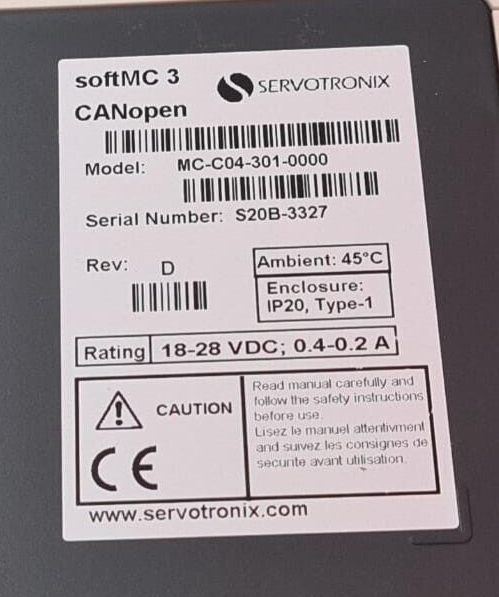 NEW- Servotronix softMC 3 CANopen MC-C04-301-0000 Compact Motion Controller