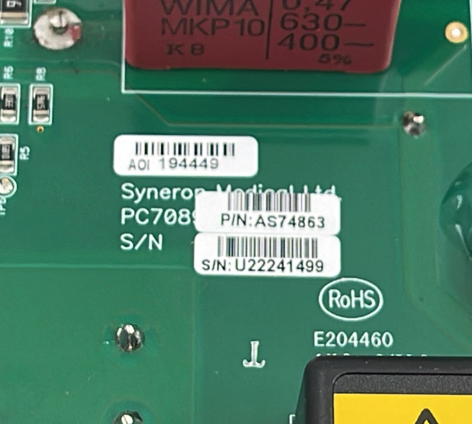 Syneron Candela AS74863 PCB rear solder side view