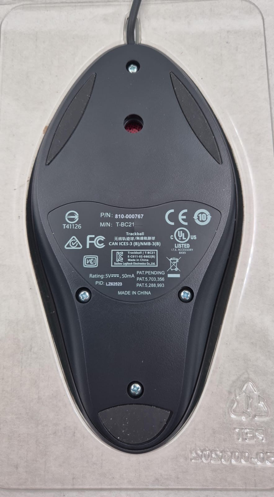 NEW - Logitech TrackMan Marble Trackball USB Mouse T-BC21 910-000808 810-000767