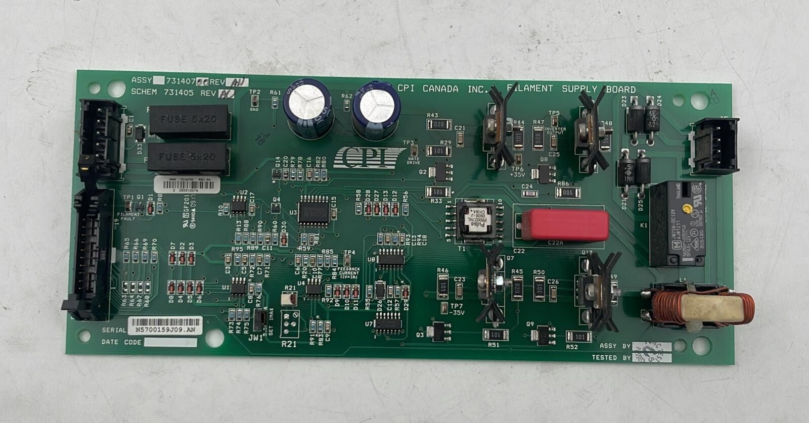 INDICO X-Ray CPI  Filament Supply Board PWB 731407 SCHEM 731405 PWB 731406