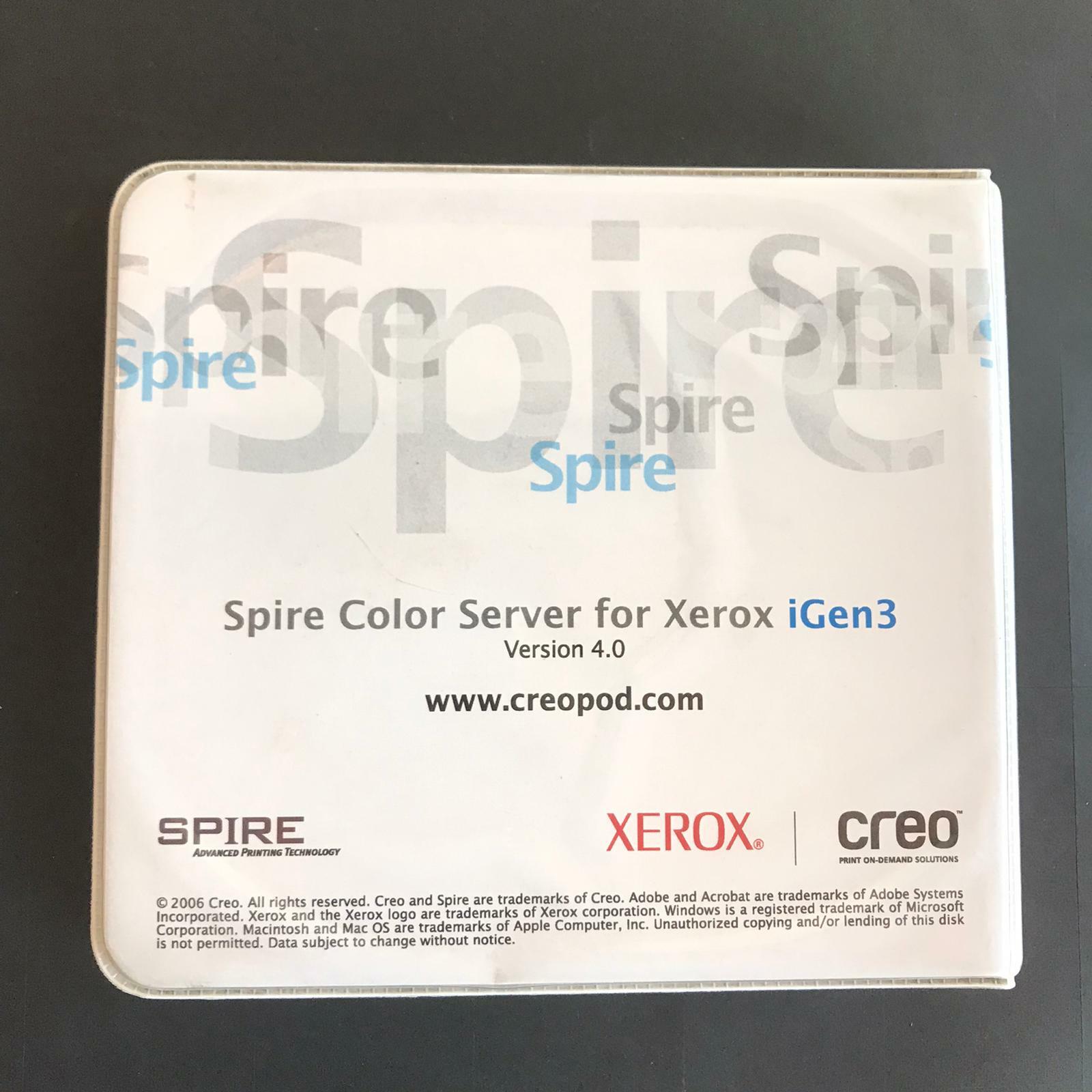 Creo Spire Color Server Xerox igen3 Ver. 4.0 Software & Documentation 634-00289A